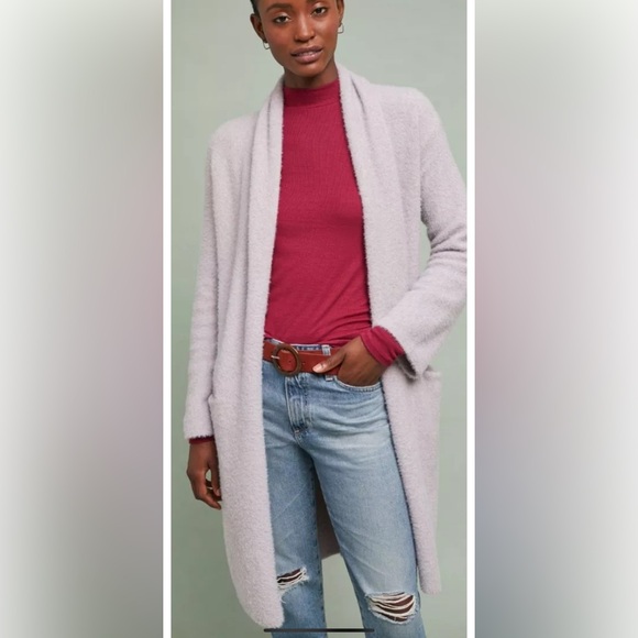 Anthropologie Sweaters - Sleeping on snow by Anthropologie Thornton Longline Fuzzy Cardigan Mauve Lilac